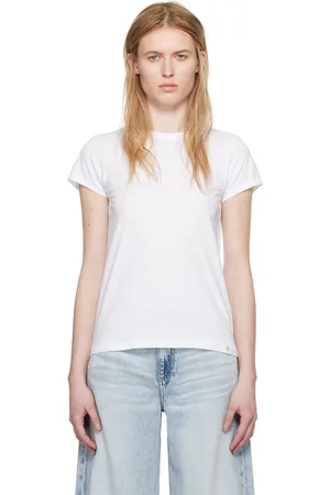RAG&BONE T-shirt blanc en coton pima bio flammé