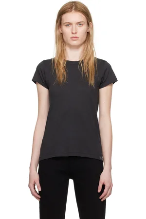 RAG&BONE T-shirt noir en coton pima bio flammé