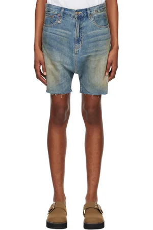 R13 Short Marky indigo en denim à entrejambe bas