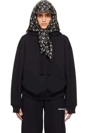 Marine Serre Pull à capuche noir à logo brodé - Borderline