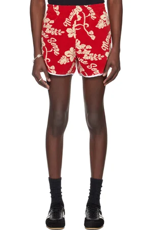 Marine Serre Short rouge en tissu éponge - White Line