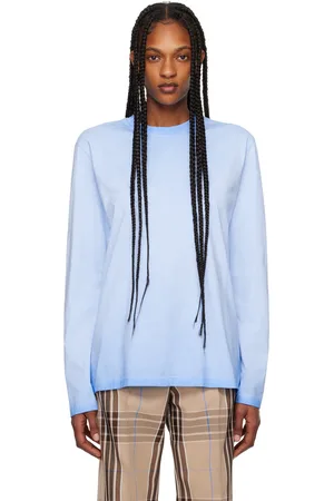 Msgm T-shirt à manches longues bleu à effet délavé