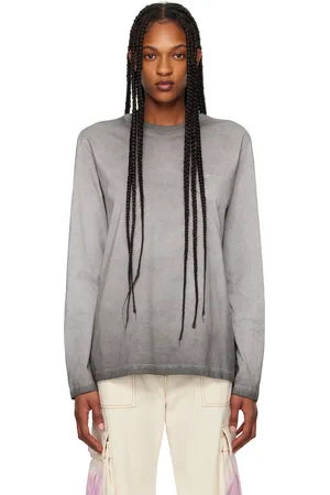 Msgm T-shirt à manches longues gris à effet délavé