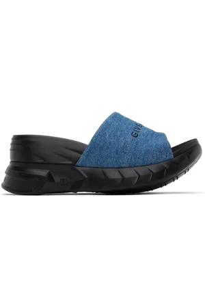 Givenchy Sandales à talon compensé noir et bleu à semelle Marshmallow