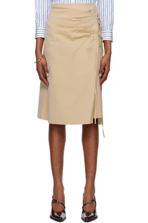 DRIES VAN NOTEN Jupe midi drapée beige