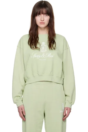 Sporty & Rich Pull molletonné écourté vert à logo Vendome