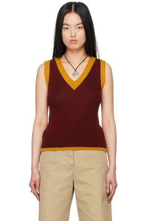 DRIES VAN NOTEN Pull bourgogne à col en V