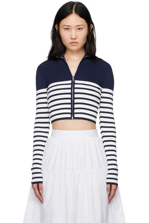 Staud Cardigan Raft bleu marine et blanc