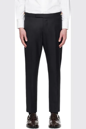 Thom Browne Pantalon bleu marine à taille basse