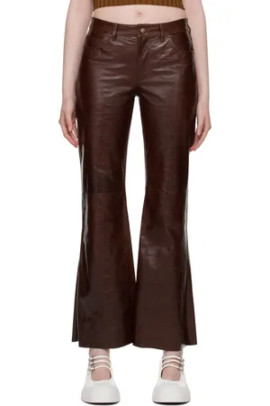 Marni Pantalon évasé brun en cuir