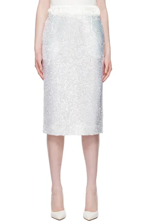Recto Jupe midi blanche à taille élastique