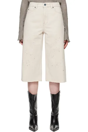 OUR LEGACY Short écourté beige en denim