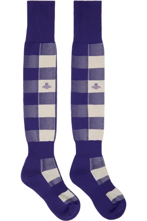 Vivienne Westwood Chaussettes hauteur genou mauve et blanc cassé
