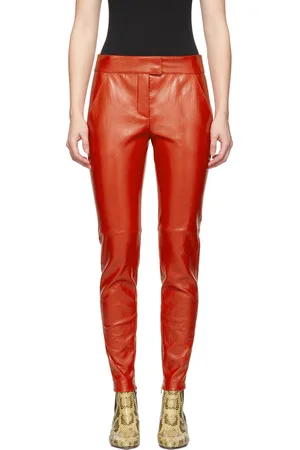 Givenchy Pantalon rouge en cuir de veau