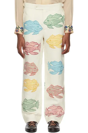 BODE Pantalon blanc cassé à appliqués Piscine