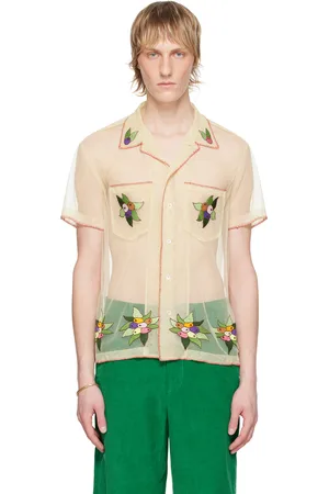 BODE Chemise blanc cassé à images florales brodées