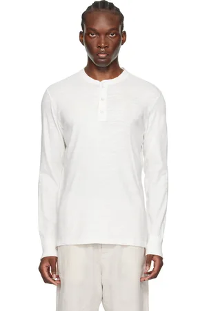 RAG&BONE Henley blanc en coton flammé