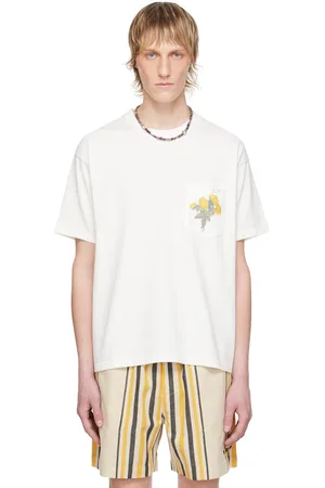 BODE T-shirt blanc à poche à image florale brodée