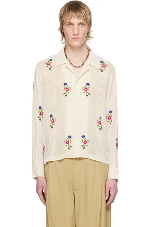BODE Chemise blanc cassé à fleurs et rayures à perles