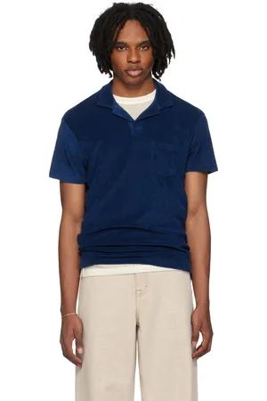 Orlebar Brown Polo bleu marine à patte fendue