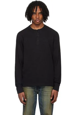 RAG&BONE Henley noir en coton flammé
