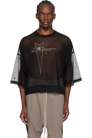 Rick Owens T-shirt écourté Tommy noir édition Champion