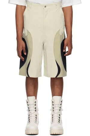 Kusikohc Short de style motard blanc cassé