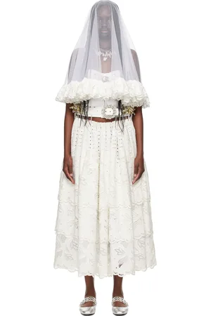 Chopova Lowena Robe longue blanche à perles et à mousquetons exclusive à SSENSE - Mariage