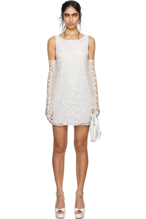 Anna Sui Robe courte blanche à motif fleuri exclusive à SSENSE - Mariage