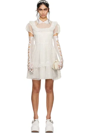 Anna Sui Robe courte blanche à volants exclusive à SSENSE - Mariage