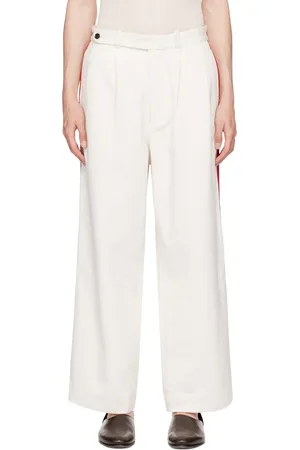 BODE Pantalon blanc cassé à écussons graphiques