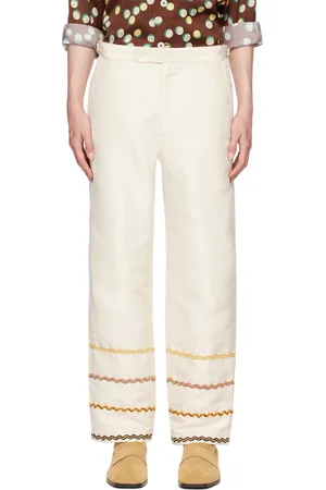 BODE Pantalon blanc cassé à croquets