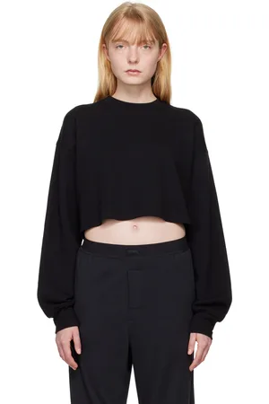 SKIMS Pull molletonné écourté noir - Cotton Fleece
