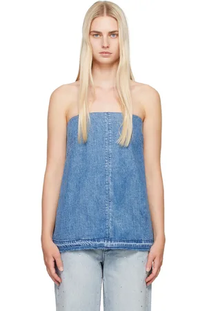 RAG&BONE Haut tube Aurora bleu en denim ultraléger