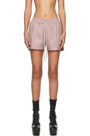 Rick Owens Short Gabe rose en cuir