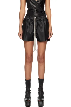 Rick Owens Short Gabe noir en cuir