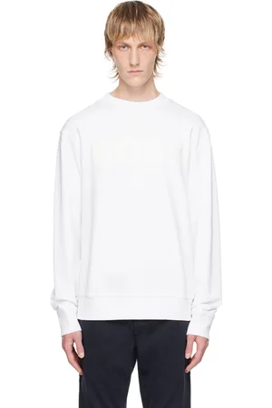HUGO BOSS Pull molletonné blanc à logo contrecollé