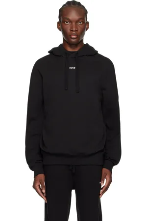 HUGO BOSS Pull à capuche noir à logo contrecollé