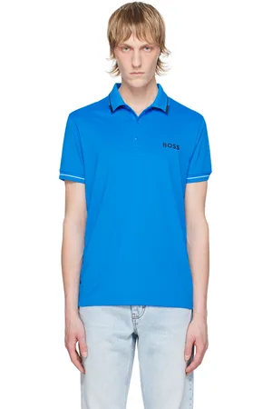 HUGO BOSS Polo bleu à logos contrecollés