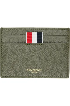 Thom Browne Porte-carte vert en cuir grainé
