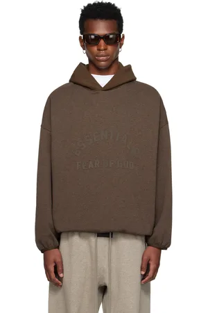 FEAR OF GOD Pull à capuche brun à logo contrecollé - Core