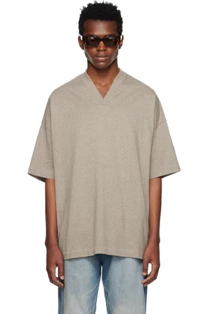 FEAR OF GOD T-shirt gris à col en V - Core