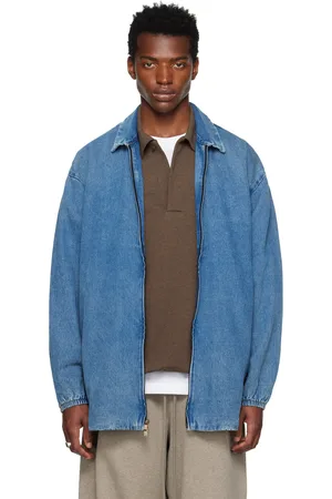 FEAR OF GOD Blouson bleu en denim à glissière - Core