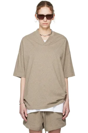 FEAR OF GOD T-shirt gris à col en V - Core