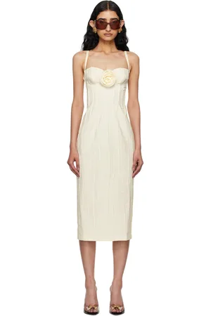BLUMARINE Robe midi blanc cassé à appliqué de rose