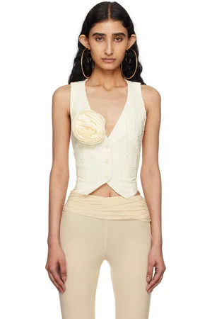 BLUMARINE Gilet blanc à épingle de rose