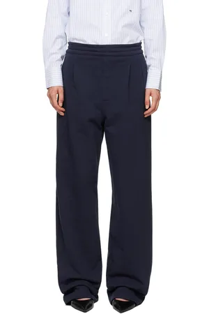 Carter Young Pantalon de survêtement bleu marine à plis exclusif à SSENSE