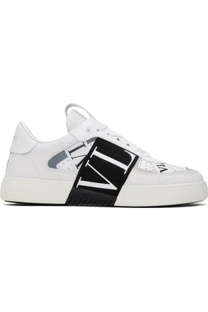 VALENTINO GARAVANI Baskets basses blanches en cuir de veau à garnitures VL7N