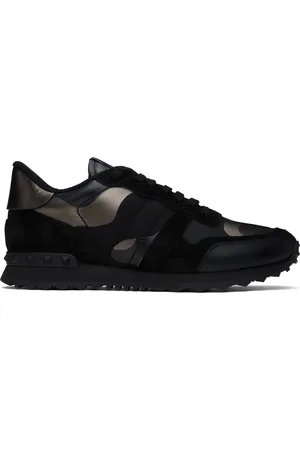 VALENTINO GARAVANI Baskets Rockrunner noir et gris acier à motif camouflage