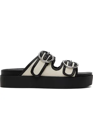RAG&BONE Sandales à enfiler noir et blanc cassé à boucles circulaires et à plateforme